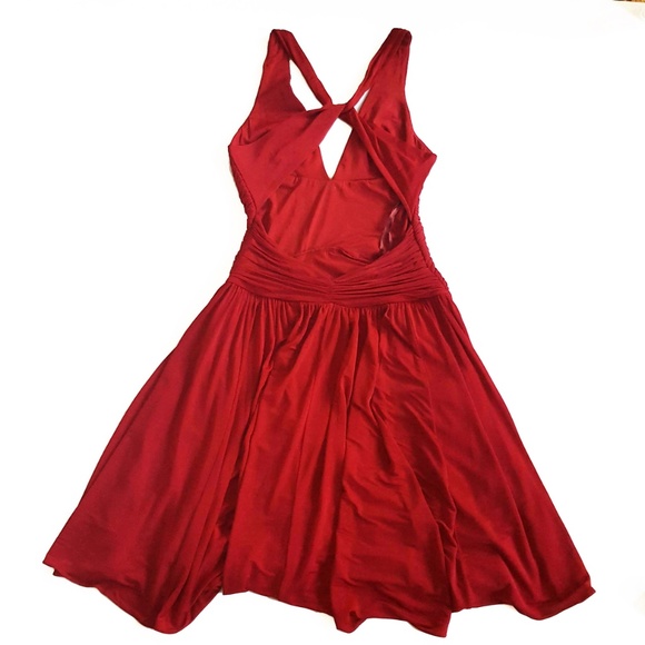 BCBGMaxAzria Backless Midi Stretch Ruched Dress L - Picture 7 of 8